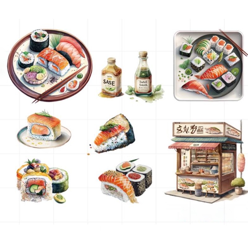 Japanese Food Sushi Sticker 3D – обзор и цена Japanese Restaurant Lifestyle